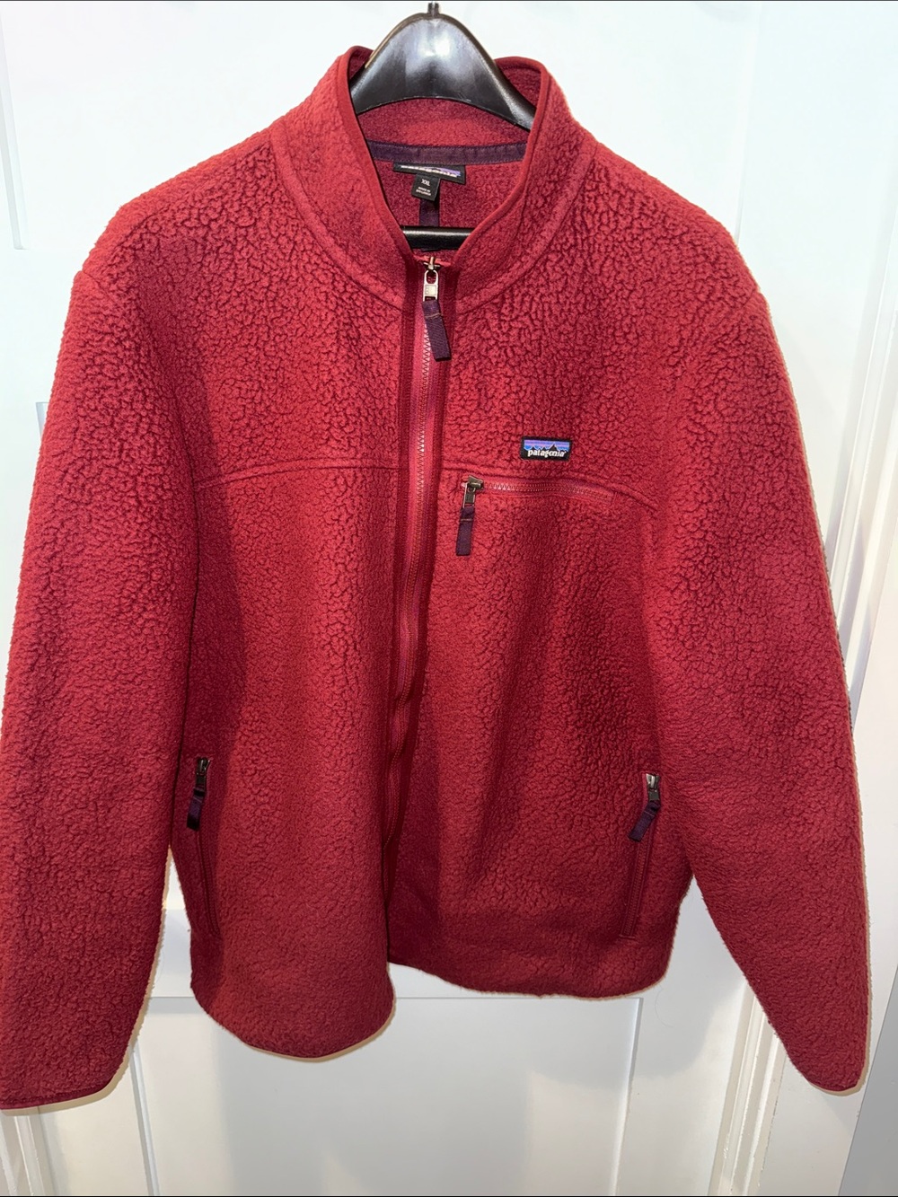 Patagonia Women’s Retro Pile Fleece Jacket Carmine Red XXL. EUC